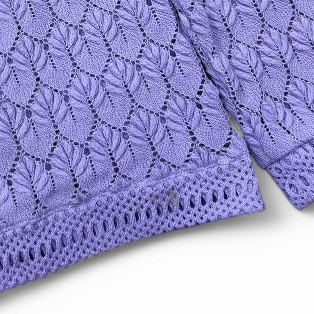 Vintage 1960’s Carol Brent Lavender Purple Crochet Button Up Sheer Sweater SizeS - Picture 4 of 5